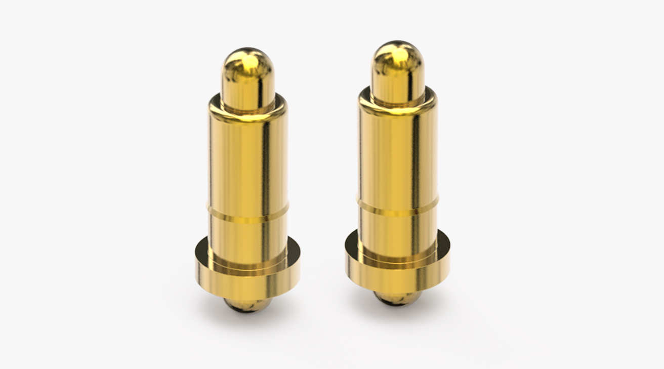 POGO PIN 雙頭式：電鍍黃銅Au1u，電壓12V，電流1A，彈力10000次+，工作溫度-40°~150°