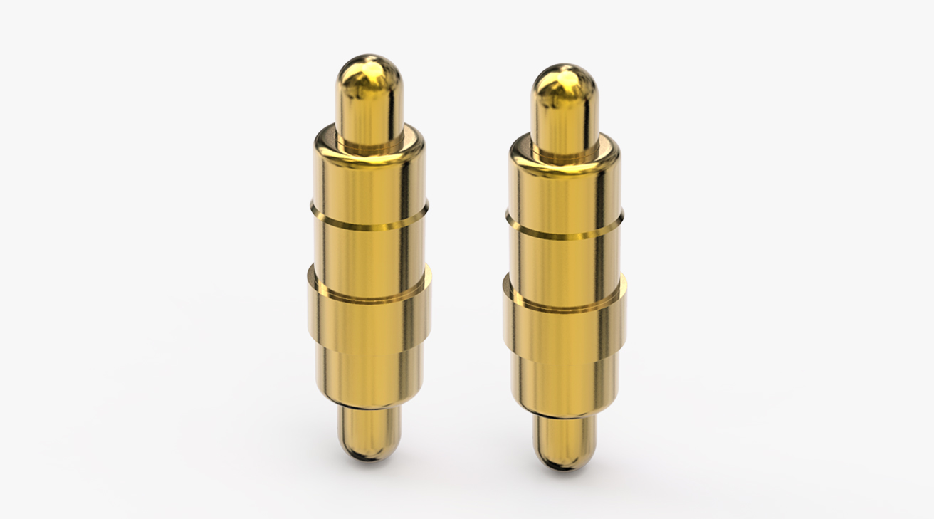 POGO PIN 雙頭式：電鍍黃銅Au1u，電壓12V，電流1A，彈力10000次+，工作溫度-40°~150°