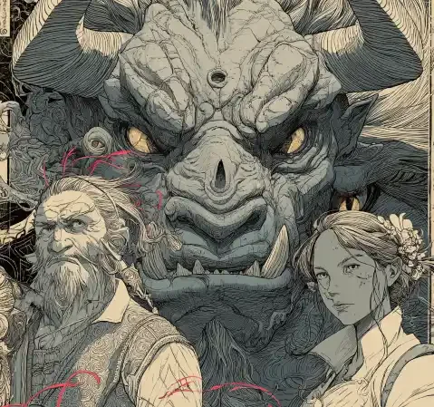 幻想设定方向漫画条目封面，悬浮的浮空岛屿